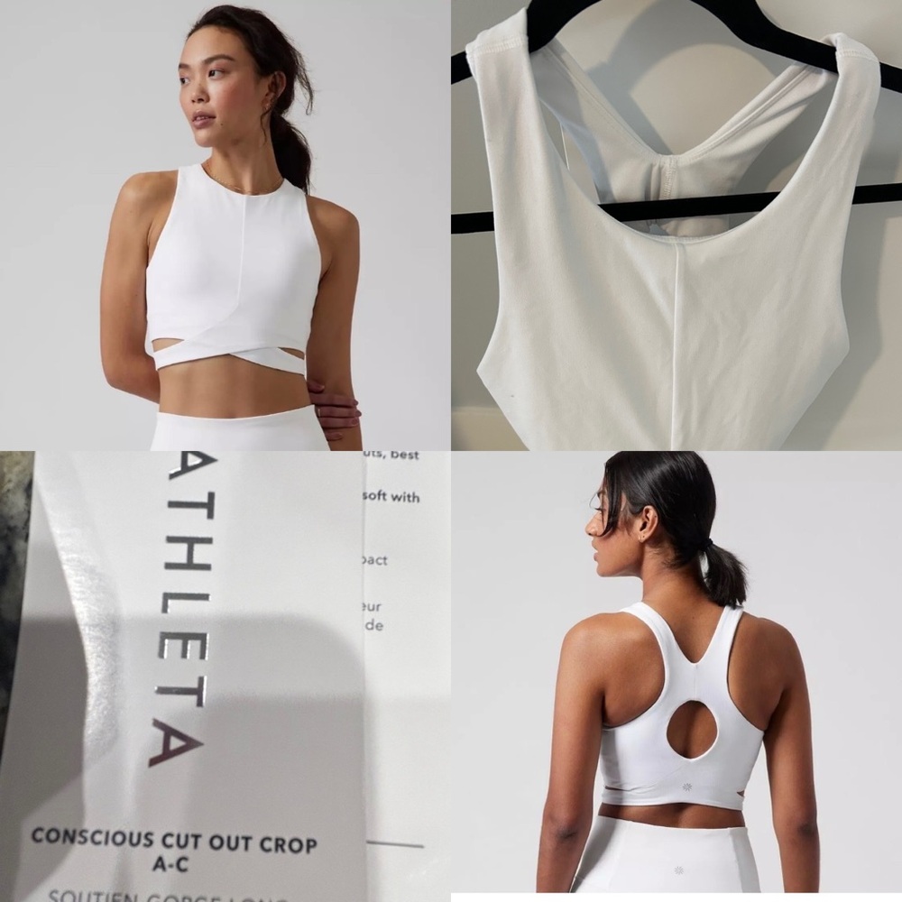 Athleta White Conscious Cut Out Crop Top
